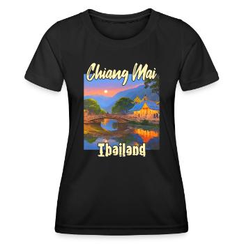 Chiang Mai Sonnenuntergang - Frauen Funktions-T-Shirt - Schwarz - Vorne - AI Model Female 172 light (172cm)