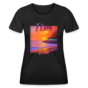 Bali sunset with declaration of love - Women's Functional T-Shirt - black - Front - AI Model Female 172 light (172cm)