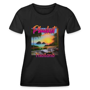 Phuket Sonnenuntergang in Thailand - Frauen Funktions-T-Shirt - Schwarz - Vorne - AI Model Female 172 light (172cm)