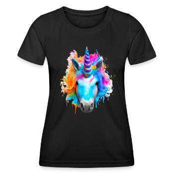 Farbenfrohes Einhorn - Frauen Funktions-T-Shirt - Schwarz - Vorne - AI Model Female 172 light (172cm)