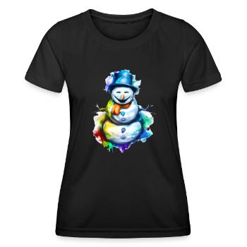 Colorful snowman in the blaze of lights - Women's Functional T-Shirt - black - Front - AI Model Female 172 light (172cm)