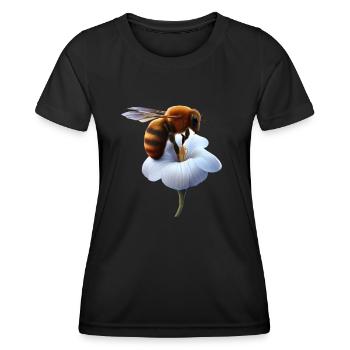 Bee on flower - Women's Functional T-Shirt - black - Front - AI Model Female 172 light (172cm)