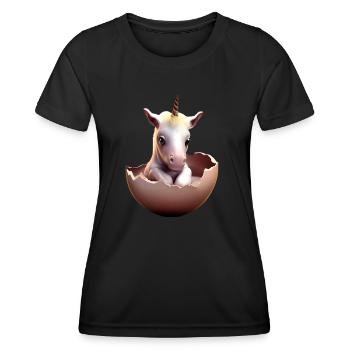 Bébé licorne à couver - T-shirt sport Femme - noir - Devant - AI Model Female 172 light (172cm)