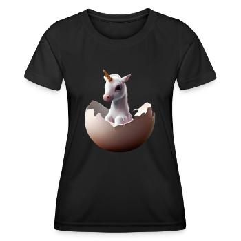 Bébé licorne à couver - T-shirt sport Femme - noir - Devant - AI Model Female 172 light (172cm)