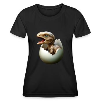 Baby dinosaur hatches from egg - Women's Functional T-Shirt - black - Front - AI Model Female 172 light (172cm)