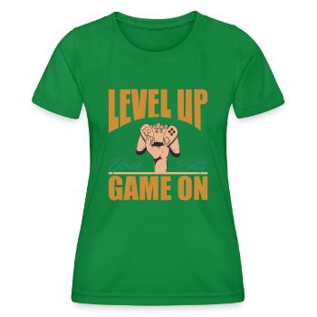 Verbessern Sie Ihr Reality-Spiel auf Retro-Gamer-Zitat - Frauen Funktions-T-Shirt - Kelly Green - Vorne - AI Model Female 172 dark (172cm)
