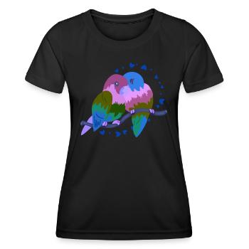 Verliebte Vögel - Frauen Funktions-T-Shirt - Schwarz - Vorne - AI Model Female 172 light (172cm)