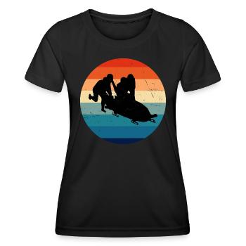 Bob fahren Bobsport Bobbahn Bob Damen Herren - Frauen Funktions-T-Shirt - Schwarz - Vorne - AI Model Female 172 light (172cm)