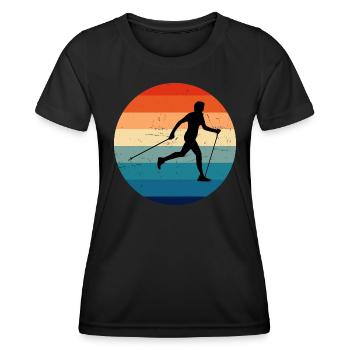 Herren Damen Nordic Walking Walking Walken - Frauen Funktions-T-Shirt - Schwarz - Vorne - AI Model Female 172 light (172cm)
