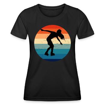 Roller Skating Roller Skating Roller Skates - Frauen Funktions-T-Shirt - Schwarz - Vorne - AI Model Female 172 light (172cm)