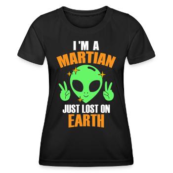 Je suis un Martien juste perdu sur Terre, Humour, Fun, - T-shirt sport Femme - noir - Devant - AI Model Female 172 light (172cm)