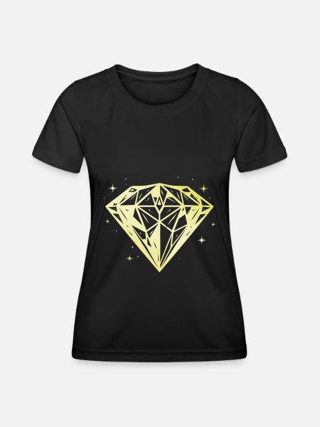 Diamant Juwel Gold Silhouette - Frauen Funktions-T-Shirt - Schwarz