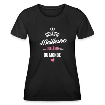 certifié meilleure collègue cadeau départ retraite - T-shirt sport Femme - noir - Devant - AI Model Female 172 light (172cm)