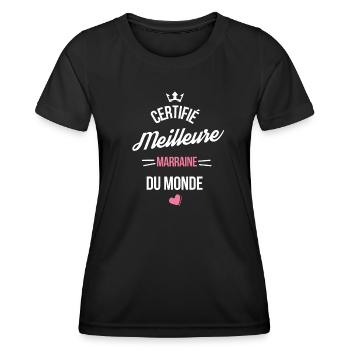 certifié meilleure marraine du monde - T-shirt sport Femme - noir - Devant - AI Model Female 172 light (172cm)