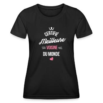 certifié meilleure voisine cadeau voisine - T-shirt sport Femme - noir - Devant - AI Model Female 172 light (172cm)