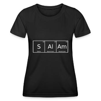 Salam Nom Prénom Chimie Éléments du tableau périodique - T-shirt sport Femme - noir - Devant - AI Model Female 172 light (172cm)