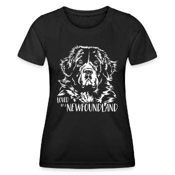 Loved by a Newfoundland Newfoundland dog saying - Women's Functional T-Shirt - black - Front - AI Model Female 172 light (172cm)