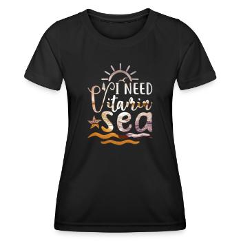 J’ai besoin de vacances à la mer au bord du coucher du soleil sur la mer - T-shirt sport Femme - noir - Devant - AI Model Female 172 light (172cm)