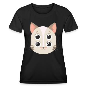 Creepy cat with 4 eyes Confusing - Women's Functional T-Shirt - black - Front - AI Model Female 172 light (172cm)