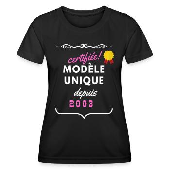 certifiée modèle unique depuis 2003 - T-shirt sport Femme - noir - Devant - AI Model Female 172 light (172cm)