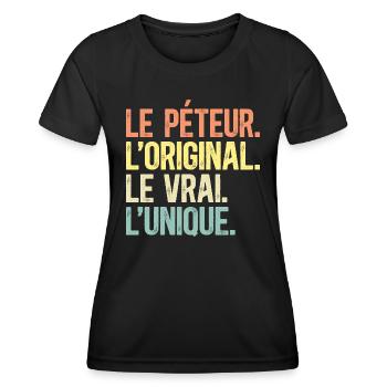 Le Péteur L'Original Le Vrai L'Unique Homme - T-shirt sport Femme - noir - Devant - AI Model Female 172 light (172cm)