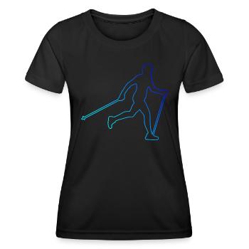 Herren Walking Nordic Walking Damen Walker - Frauen Funktions-T-Shirt - Schwarz - Vorne - AI Model Female 172 light (172cm)