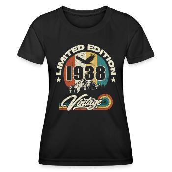 retro vintage birthday 1938 - Women's Functional T-Shirt - black - Front - AI Model Female 172 light (172cm)
