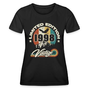 retro vintage birthday 1998 - Women's Functional T-Shirt - black - Front - AI Model Female 172 light (172cm)