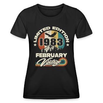 Vintage retro birthday february 1983 - Women's Functional T-Shirt - black - Front - AI Model Female 172 light (172cm)