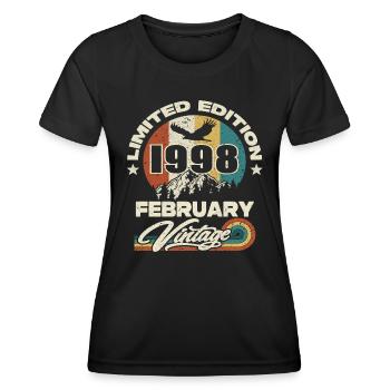 Vintage retro birthday february 1998 - Women's Functional T-Shirt - black - Front - AI Model Female 172 light (172cm)