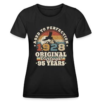 né en 1928 - 95 ans - T-shirt sport Femme - noir - Devant - AI Model Female 172 light (172cm)
