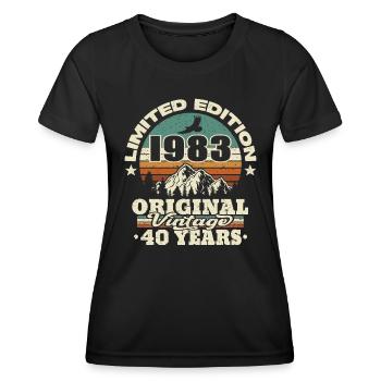 original vintage born in 1983 - 40 years old - Women's Functional T-Shirt - black - Front - AI Model Female 172 light (172cm)