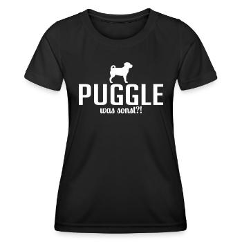 Puggle was sonst Hundespruch Hunde Hund - Frauen Funktions-T-Shirt - Schwarz - Vorne - AI Model Female 172 light (172cm)
