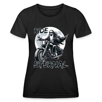Ride Eternal: Die Quest des Skelett-Bikers - Frauen Funktions-T-Shirt - Schwarz - Vorne - AI Model Female 172 light (172cm)