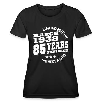 85 Jahre alt - Genial seit März 1938 - Frauen Funktions-T-Shirt - Schwarz - Vorne - AI Model Female 172 light (172cm)