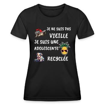 Je ne suis pas vieille je suis une adolescente... - T-shirt sport Femme - noir - Devant - AI Model Female 172 light (172cm)