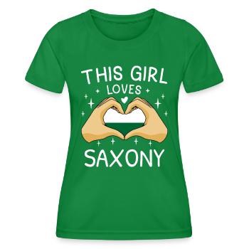 Saxony Flag Saxon Flag Ossi Holiday SN - Women's Functional T-Shirt - kelly green - Front - AI Model Female 172 dark (172cm)