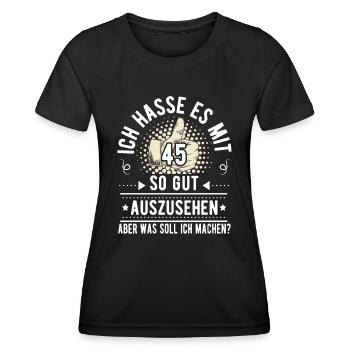 45. Geburtstag Mann Frau Vintage 45 Jahre - Frauen Funktions-T-Shirt - Schwarz - Vorne - AI Model Female 172 light (172cm)