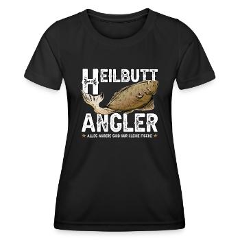 Heilbutt Angler - Frauen Funktions-T-Shirt - Schwarz - Vorne - AI Model Female 172 light (172cm)