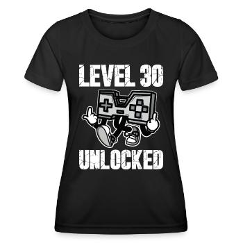 30 Anniversaire Niveau 30 Anniversaire débloqué 30 ans - T-shirt sport Femme - noir - Devant - AI Model Female 172 light (172cm)