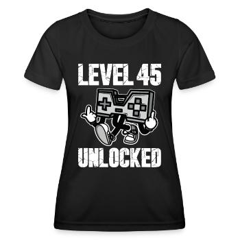 45 Birthday Level 45 Unlocked Anniversary 45 Years - Women's Functional T-Shirt - black - Front - AI Model Female 172 light (172cm)
