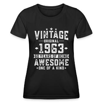 60ème anniversaire 60 ans millésime 1963 - T-shirt sport Femme - noir - Devant - AI Model Female 172 light (172cm)