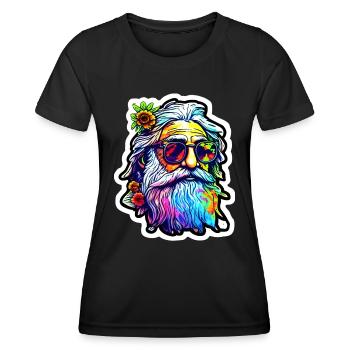 Grand-père hippie - T-shirt sport Femme - noir - Devant - AI Model Female 172 light (172cm)