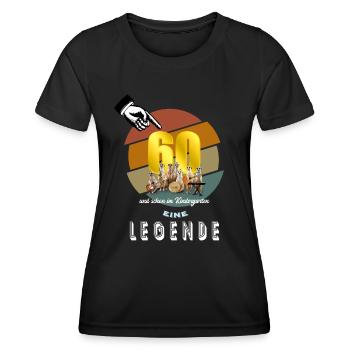 Geschenk Geburtstag 60 Kindergarten Legende lustig - Frauen Funktions-T-Shirt - Schwarz - Vorne - AI Model Female 172 light (172cm)