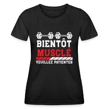 Bientôt Musclé Veuillez Patienter - T-shirt sport Femme - noir - Devant - AI Model Female 172 light (172cm)