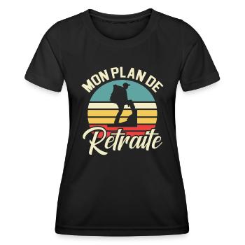 Mon Plan De Retraite Rando Randonnée - T-shirt sport Femme - noir - Devant - AI Model Female 172 light (172cm)