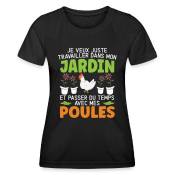 Jardin Et Passer Du Temps Avec Mec Poules - T-shirt sport Femme - noir - Devant - AI Model Female 172 light (172cm)