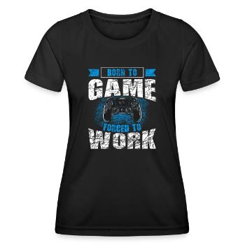 Born To Game Forced To Work Video Gamer - T-shirt sport Femme - noir - Devant - AI Model Female 172 light (172cm)
