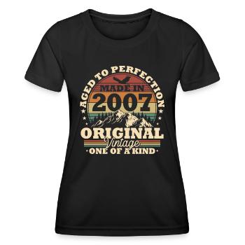 Cadeau d’anniversaire vintage original 2007 - T-shirt sport Femme - noir - Devant - AI Model Female 172 light (172cm)