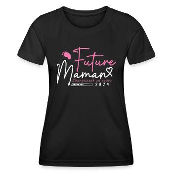future maman 2024 chargement en cours,cadeaux Mère - T-shirt sport Femme - noir - Devant - AI Model Female 172 light (172cm)